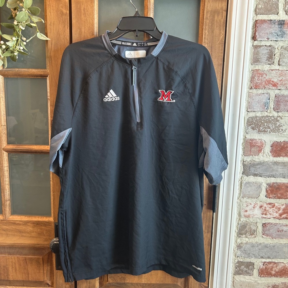 Miami‎ University Redhawks Adidas Mens Black ClimaLite Quarter Zip Shirt Large